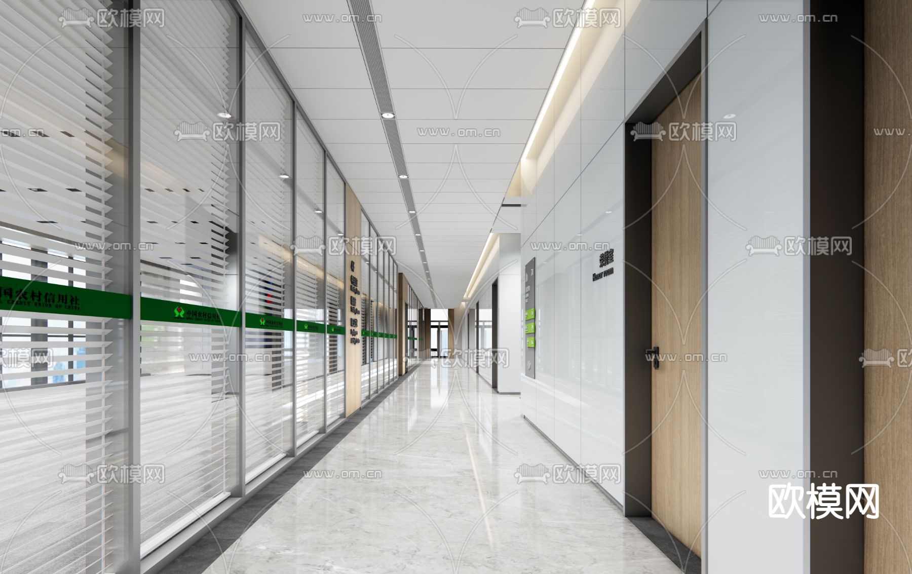 现代公司电梯间走道su模型下载（渲染图2）