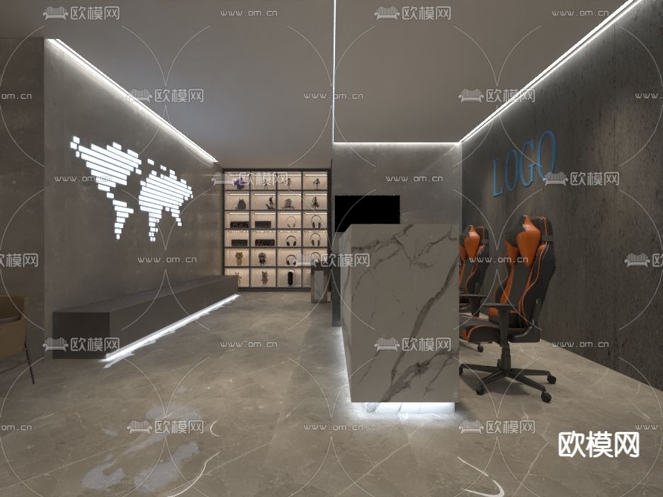 现代酒店前台免费3d模型下载