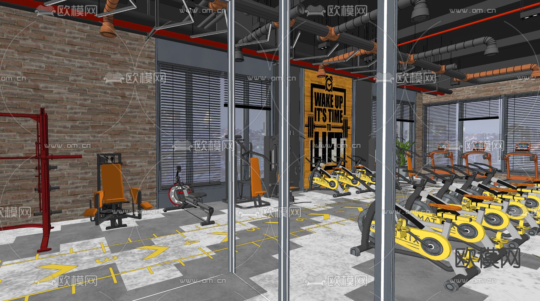 工业风健身房su模型下载（渲染图4）