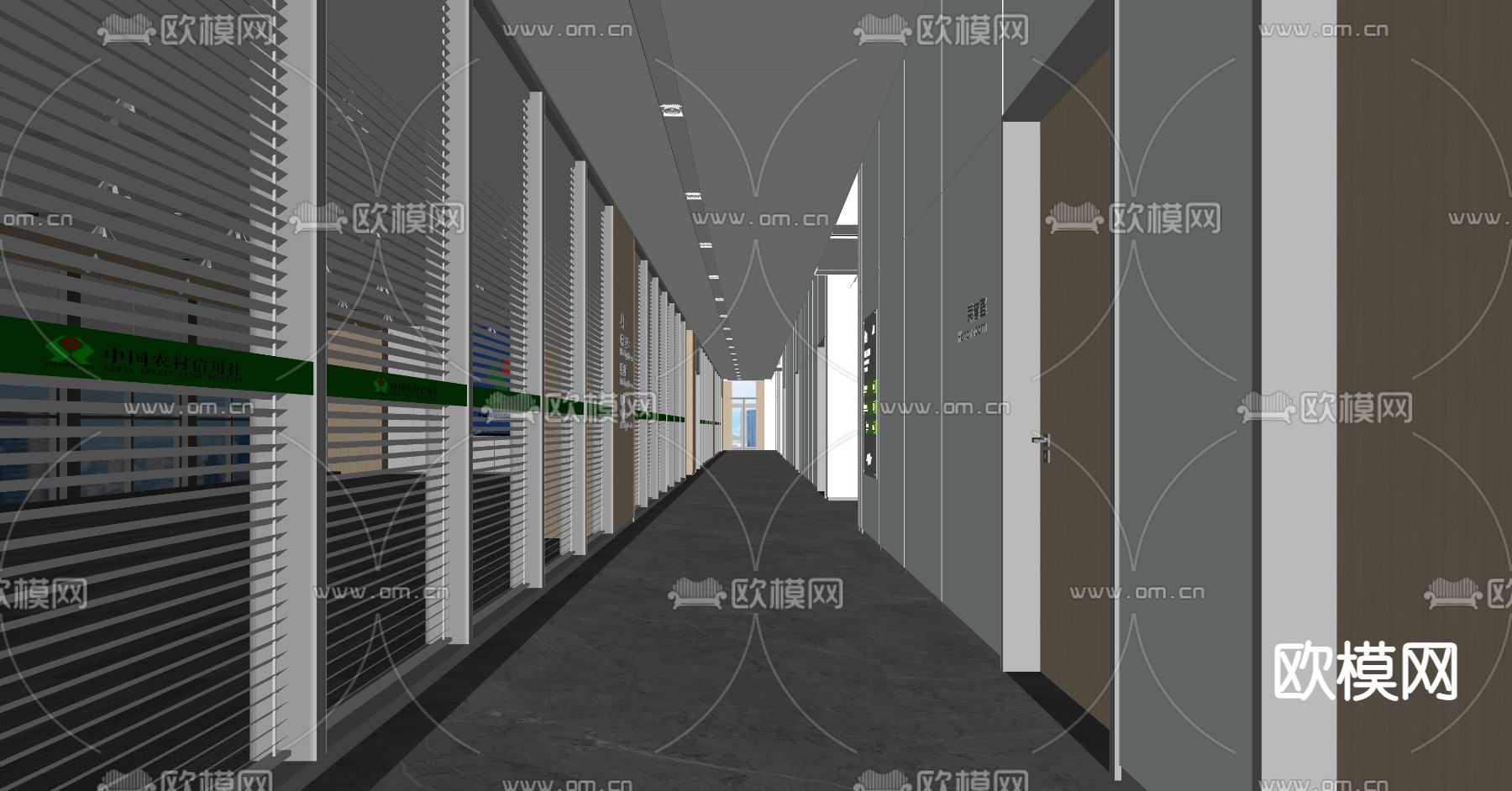 现代公司电梯间走道su模型下载（渲染图4）
