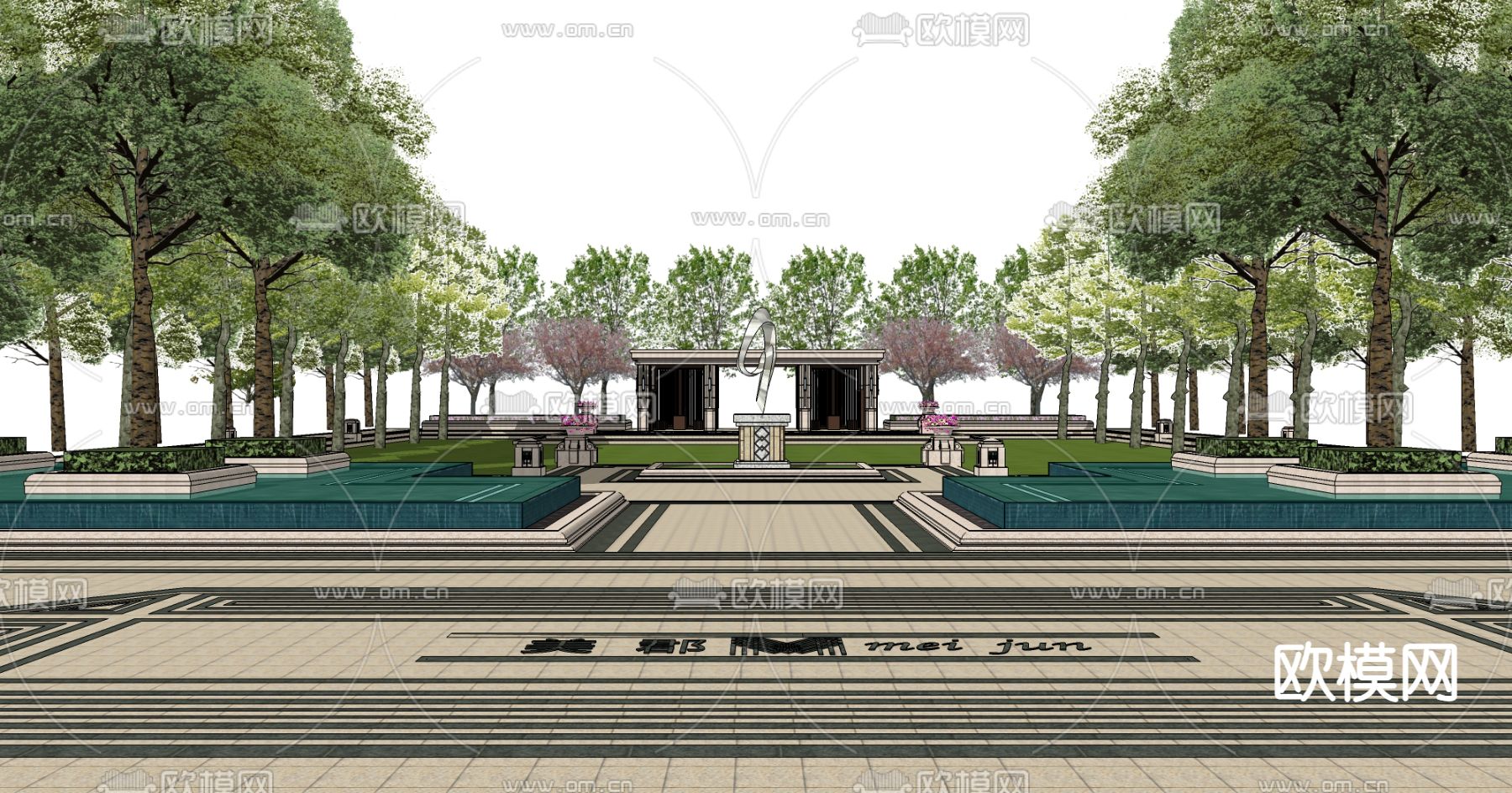 欧式园林景观su模型下载（渲染图2）