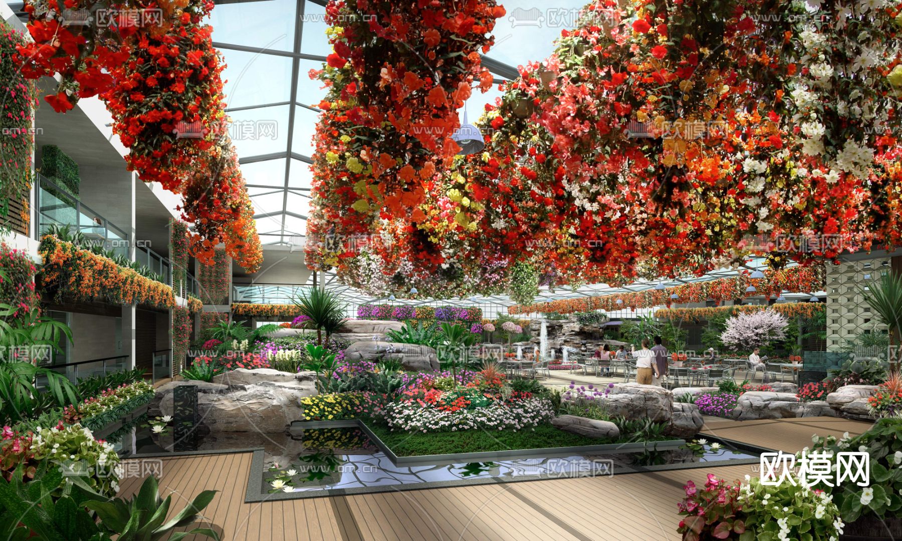 现代植物园景观psd下载