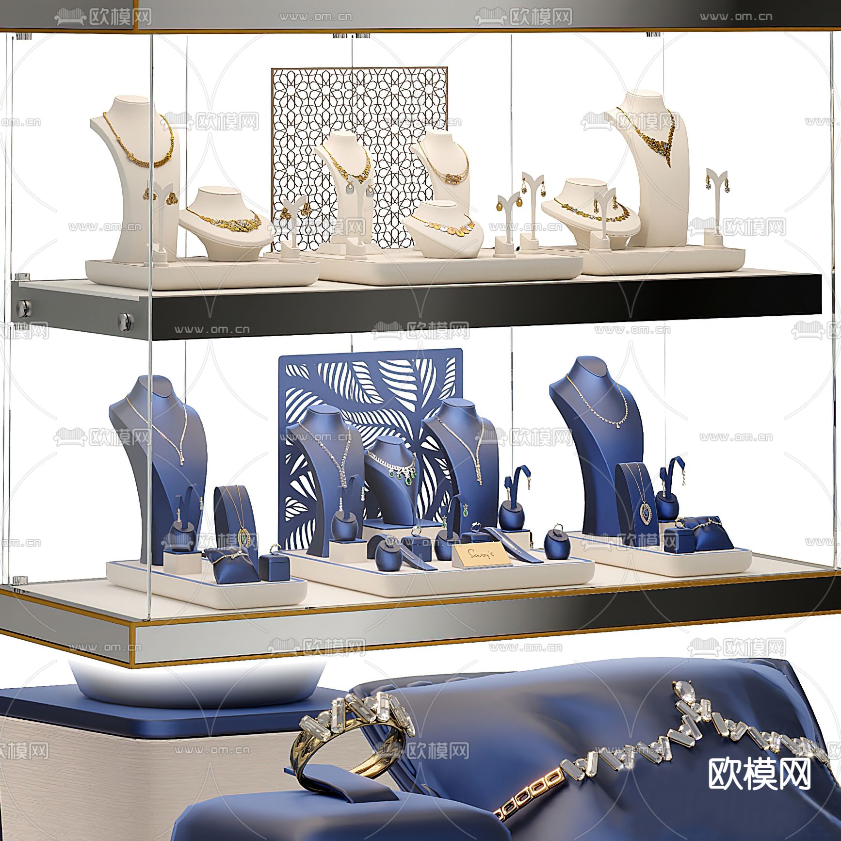 现代珠宝展示柜3d模型下载（渲染图1）