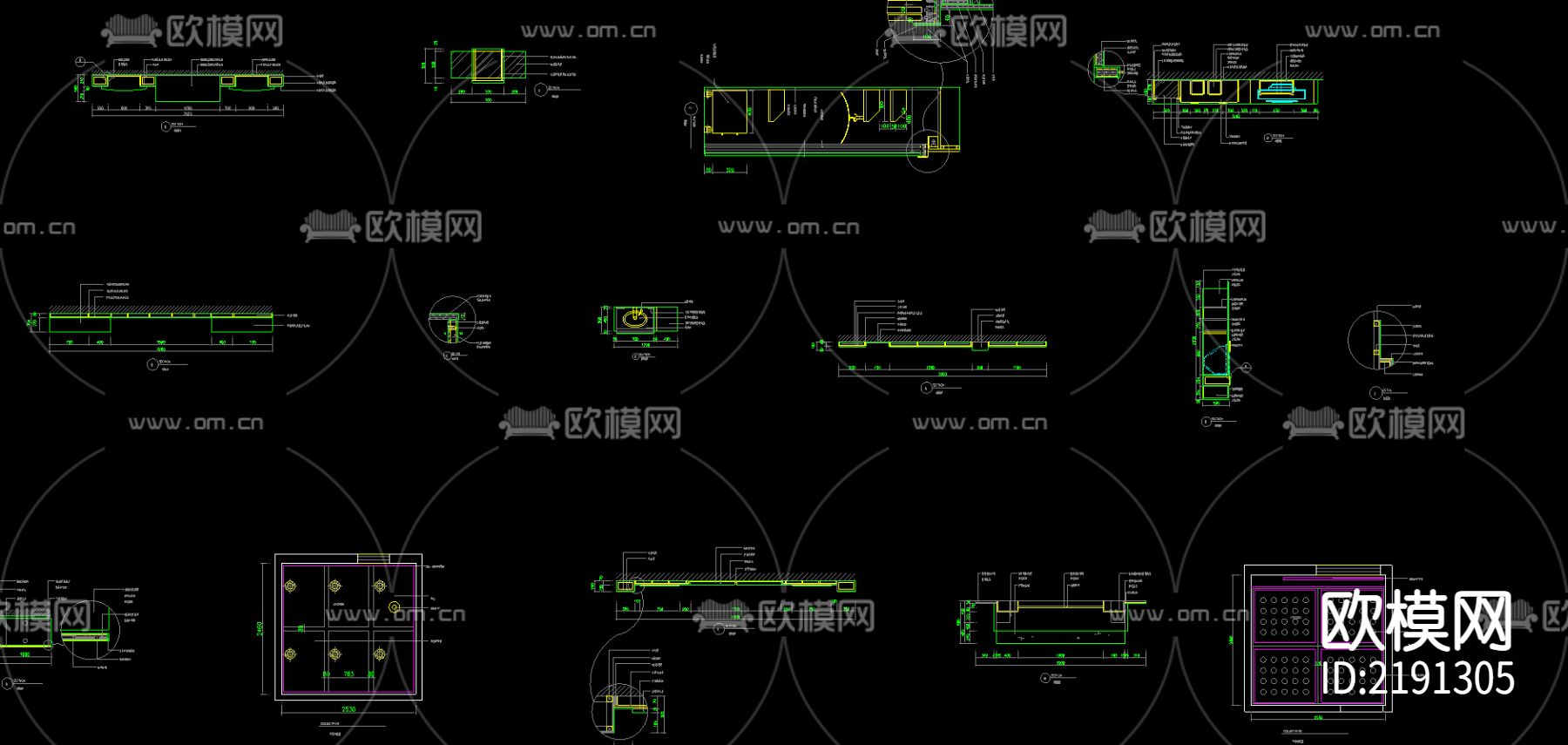 装修立面节点CAD施工图下载（渲染图2）