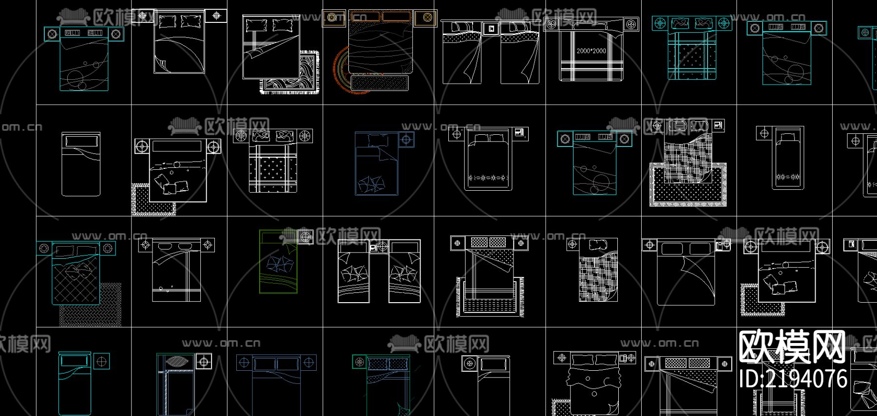 床具cad图库下载（渲染图2）