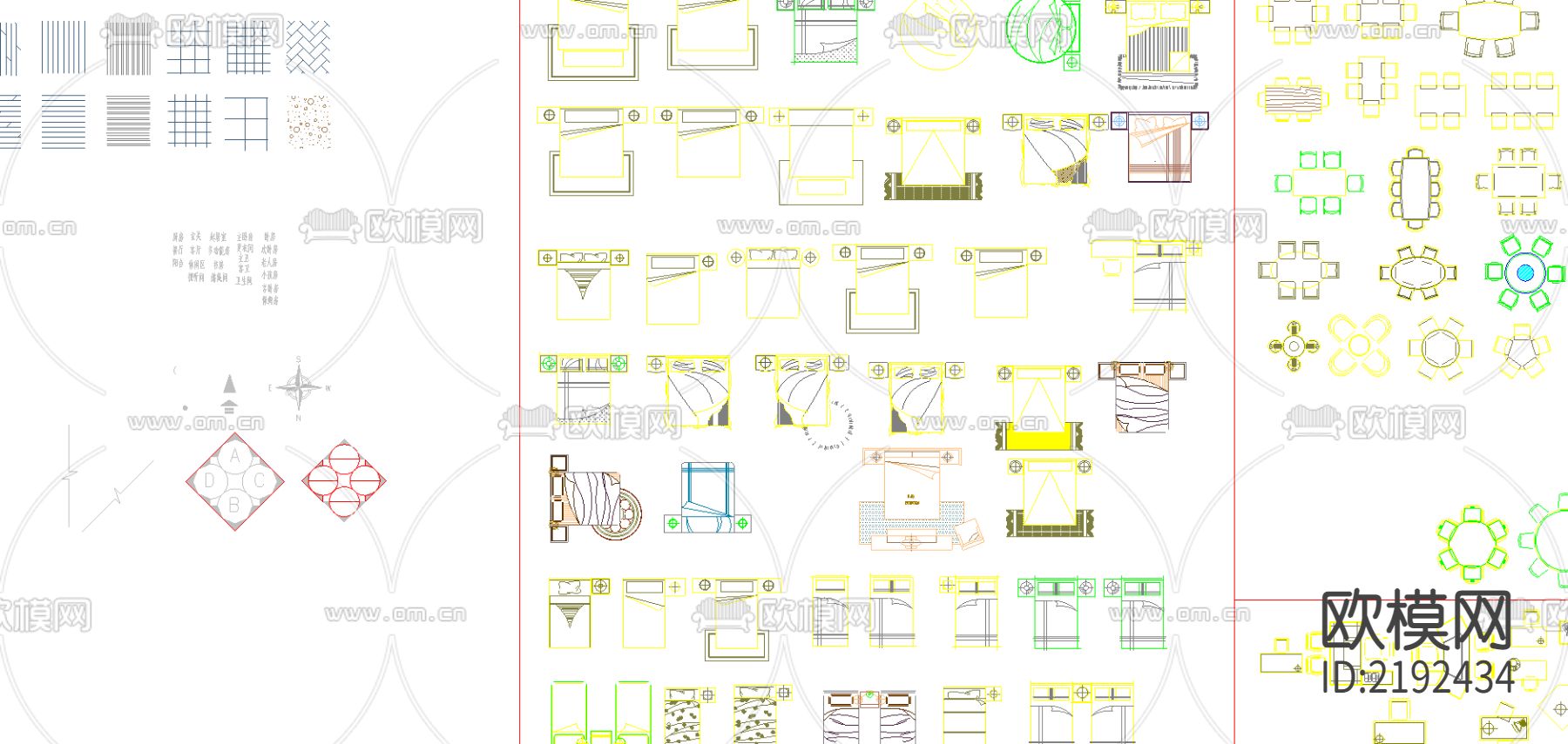 室内装饰图块cad图库下载（渲染图1）