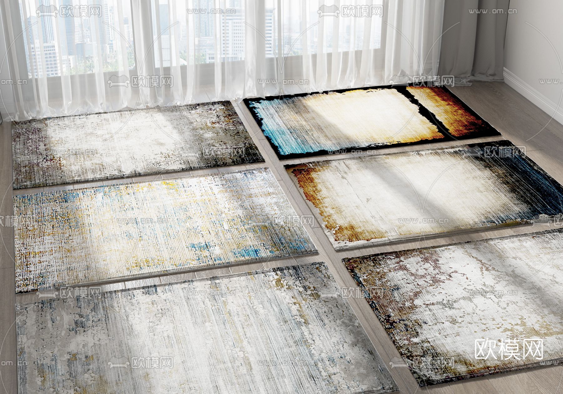 现代抽象图案地毯3d模型下载