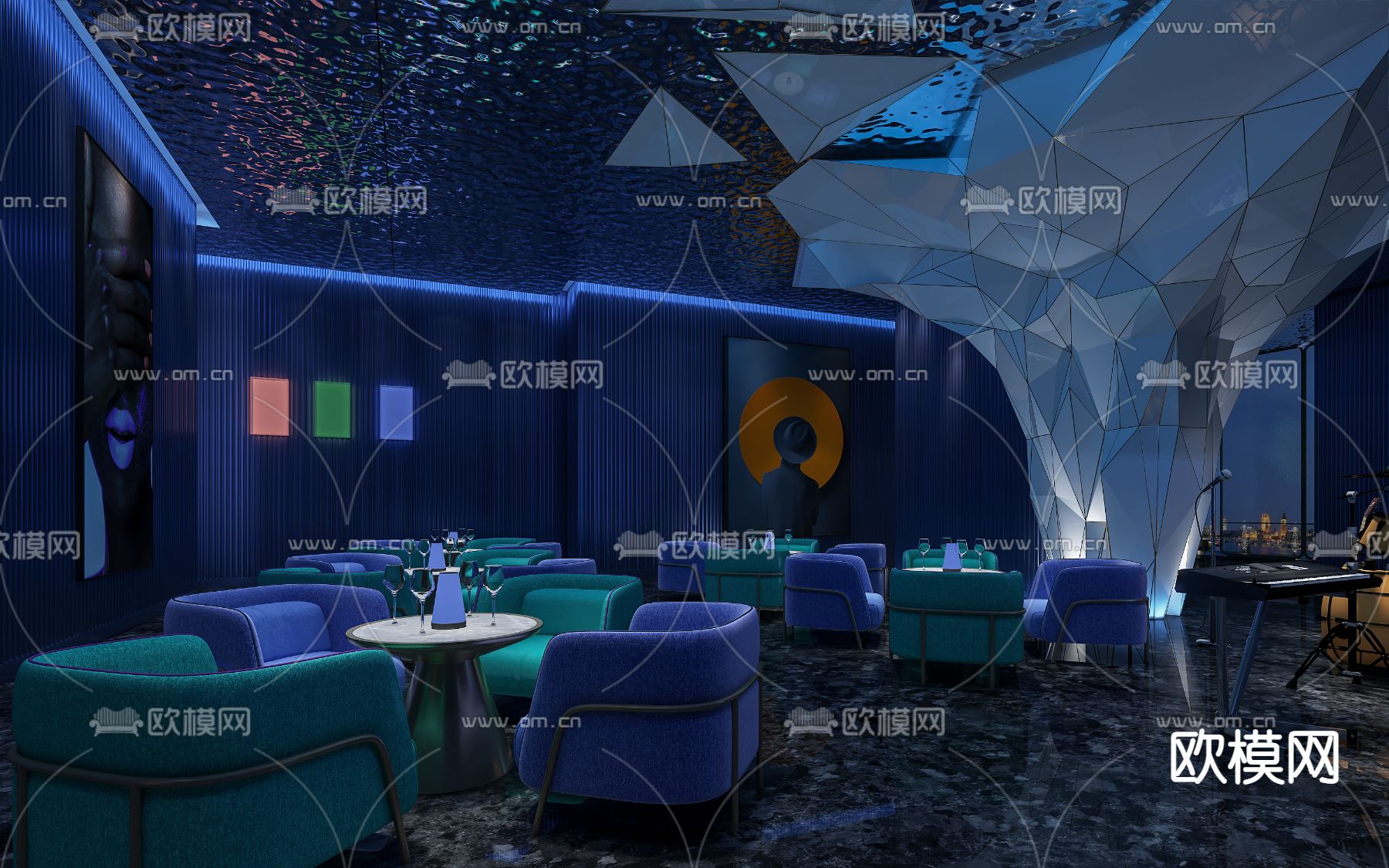 现代轻奢酒吧3d模型下载（渲染图1）