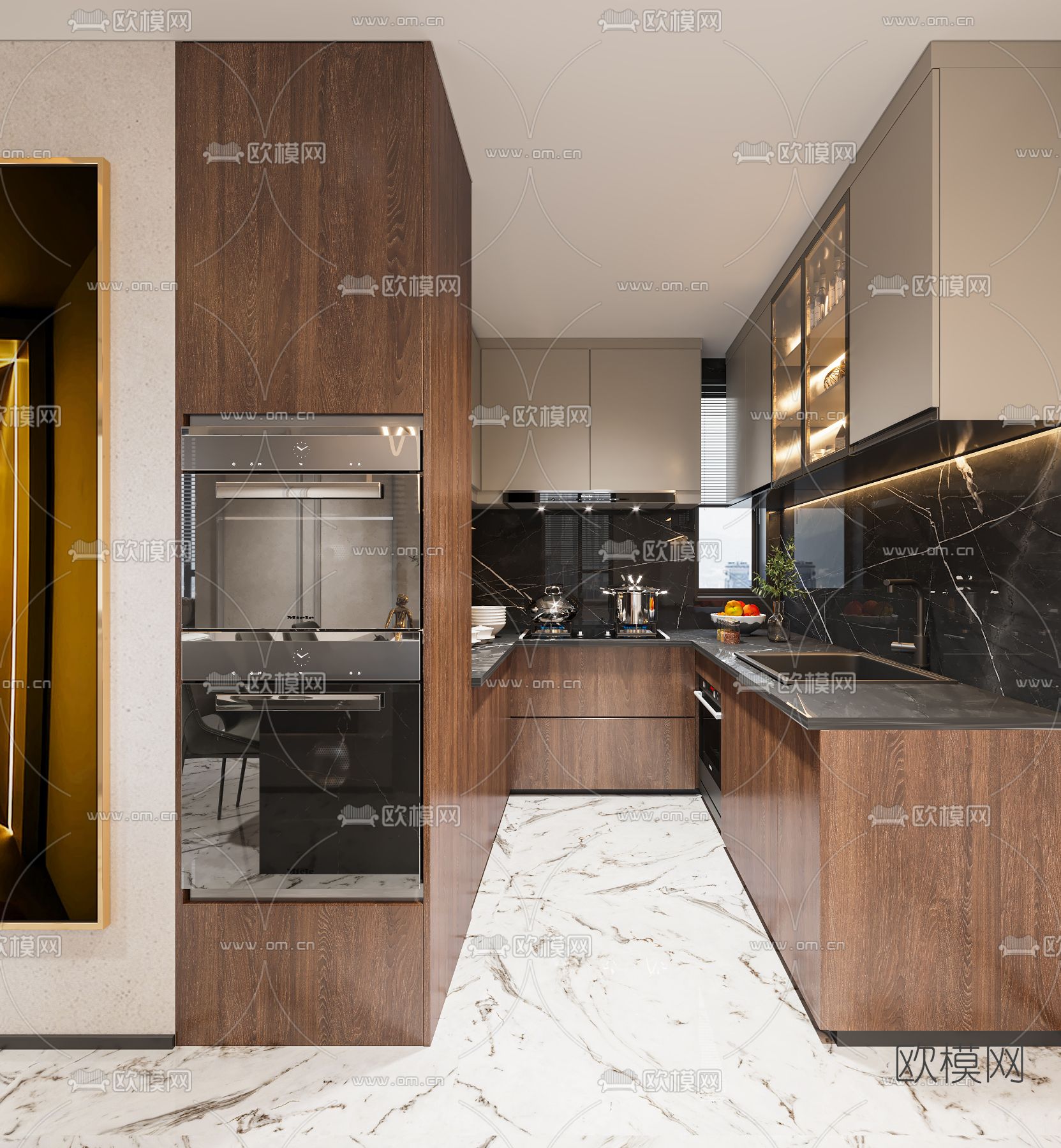 现代客厅餐厅3d模型下载（渲染图4）