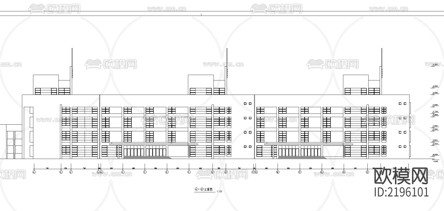 小学教学楼建筑cad施工图下载（渲染图3）