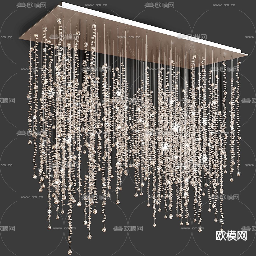 现代轻奢玻璃串吸顶灯吊灯3d模型下载