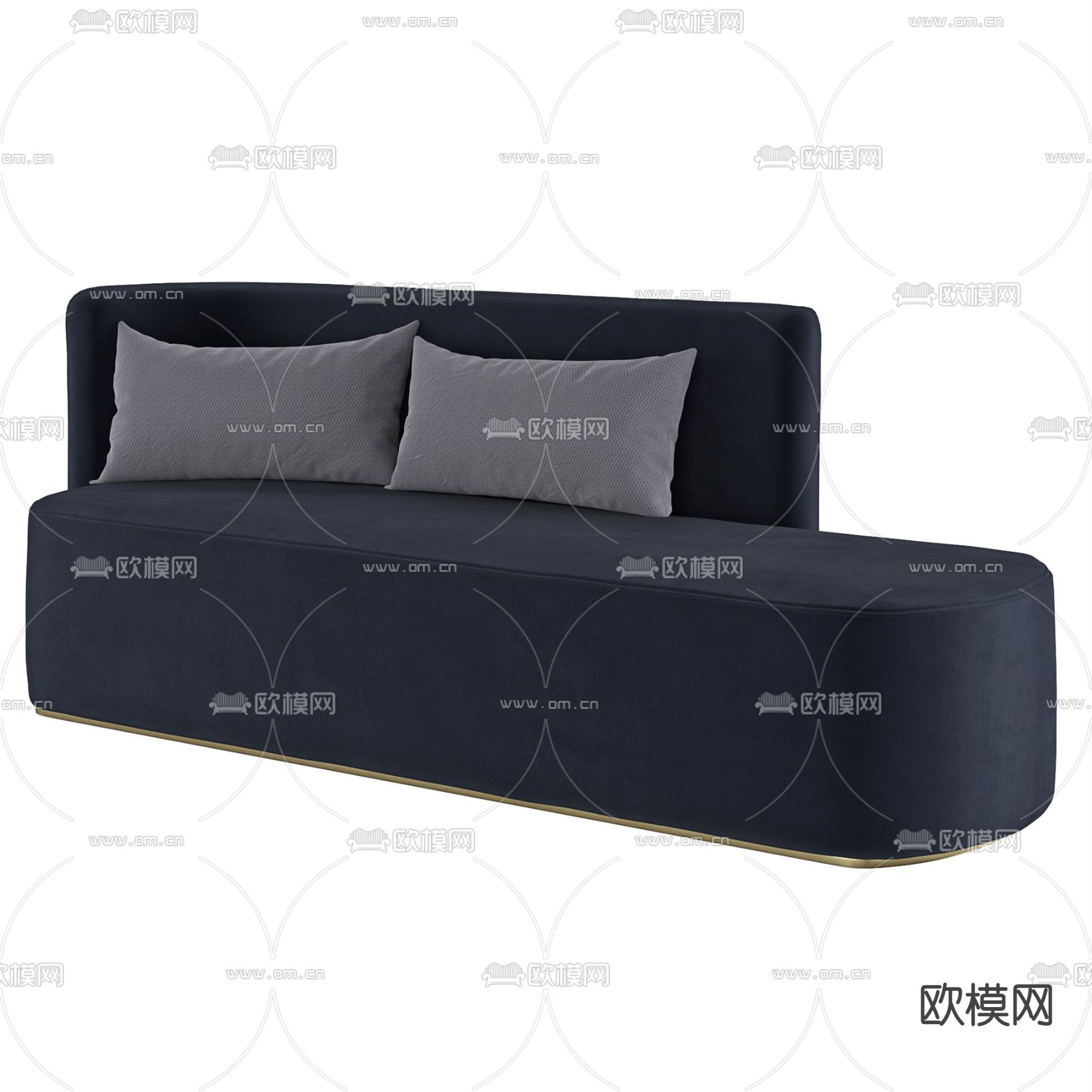 Virna 现代墨蓝绒布贵妃椅3d模型下载（渲染图1）