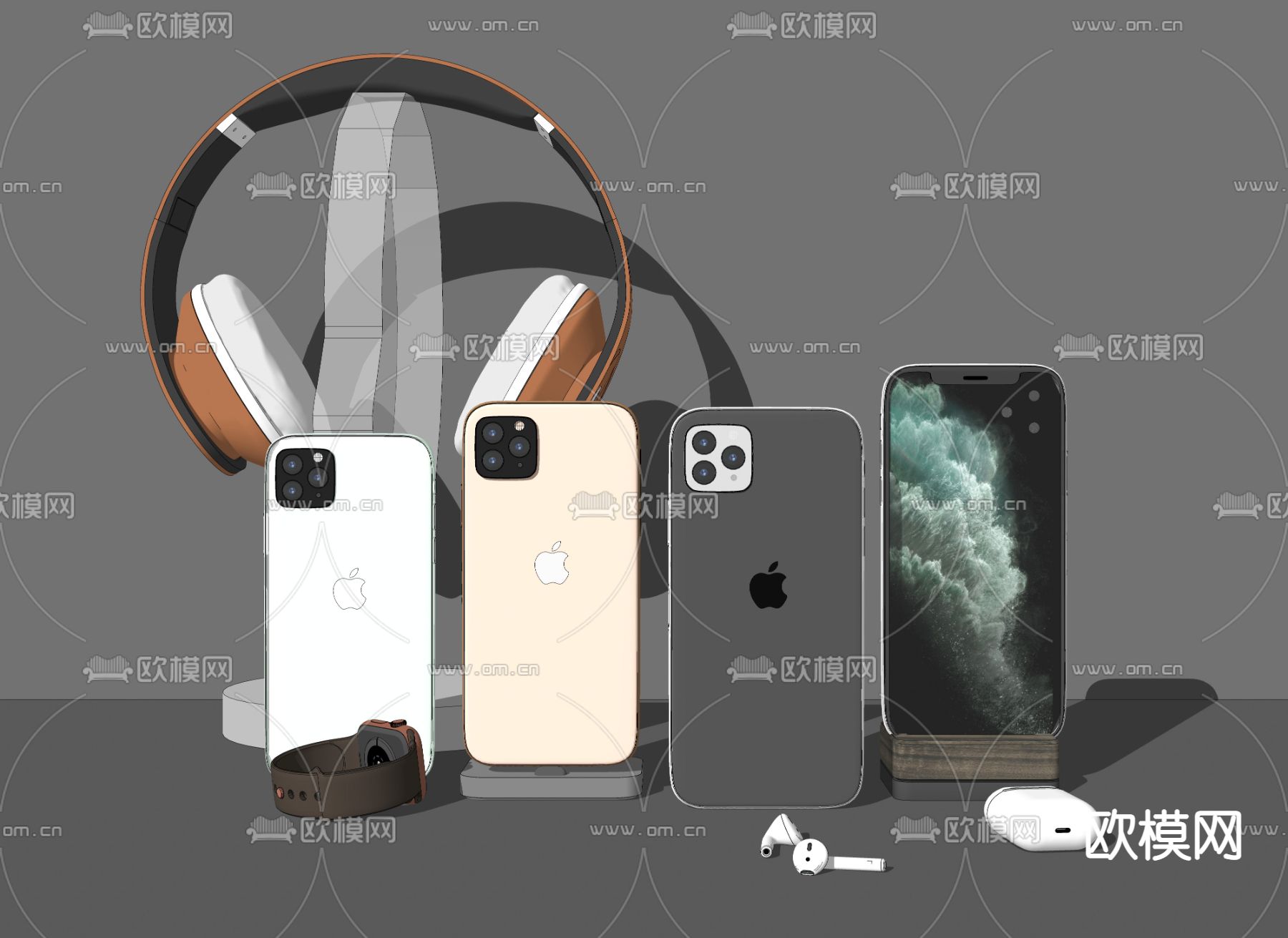 现代苹果手机su模型下载（渲染图2）