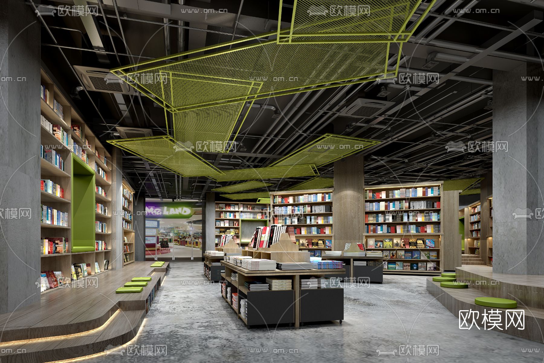 现代图书馆3d模型下载（渲染图3）