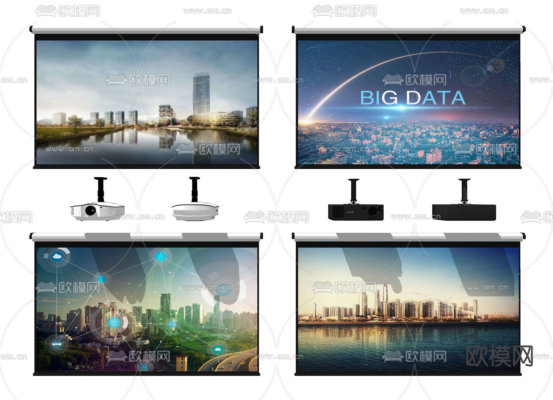 现代投影仪幕布su模型下载（渲染图2）