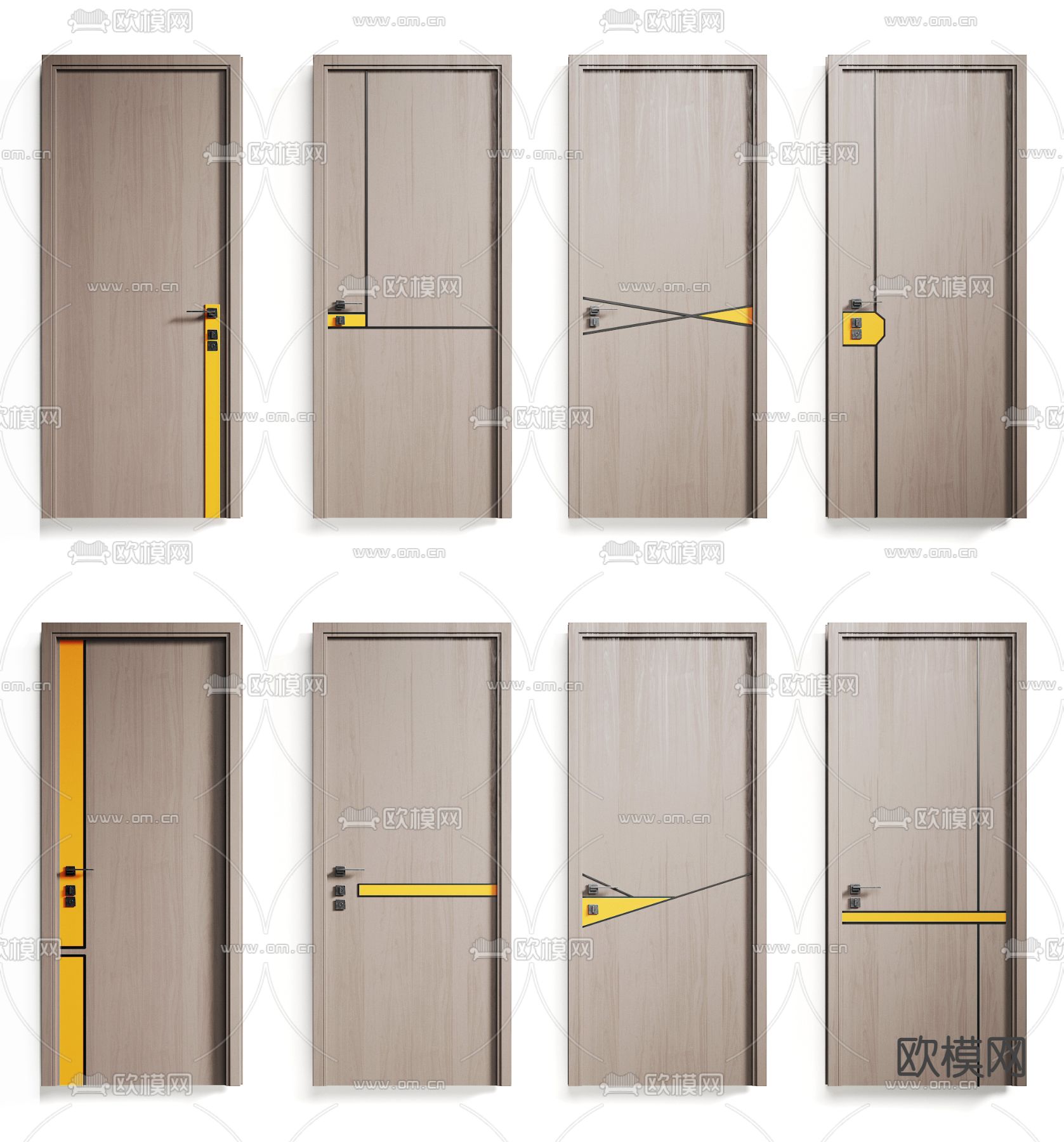 现代房门平开门3d模型下载