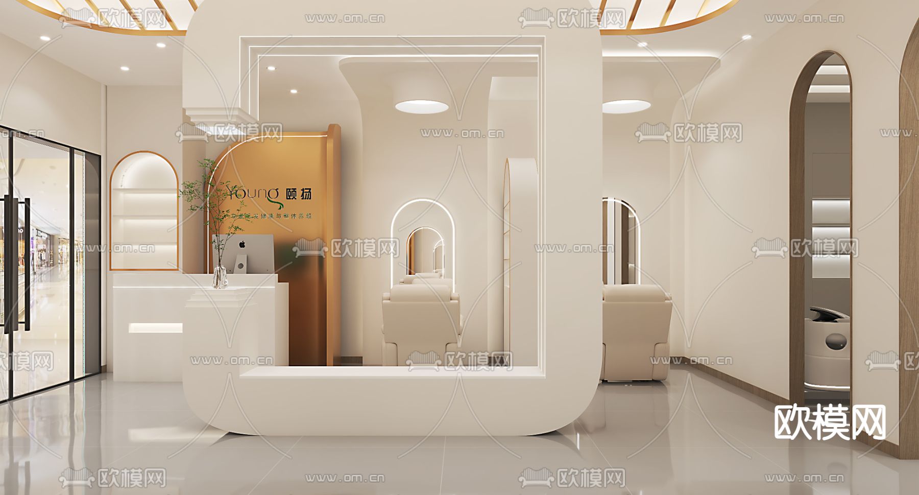 现代养生馆3d模型下载（渲染图1）