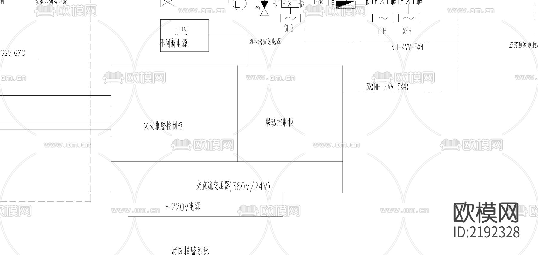 消防报警系统图CAD施工图下载（渲染图2）