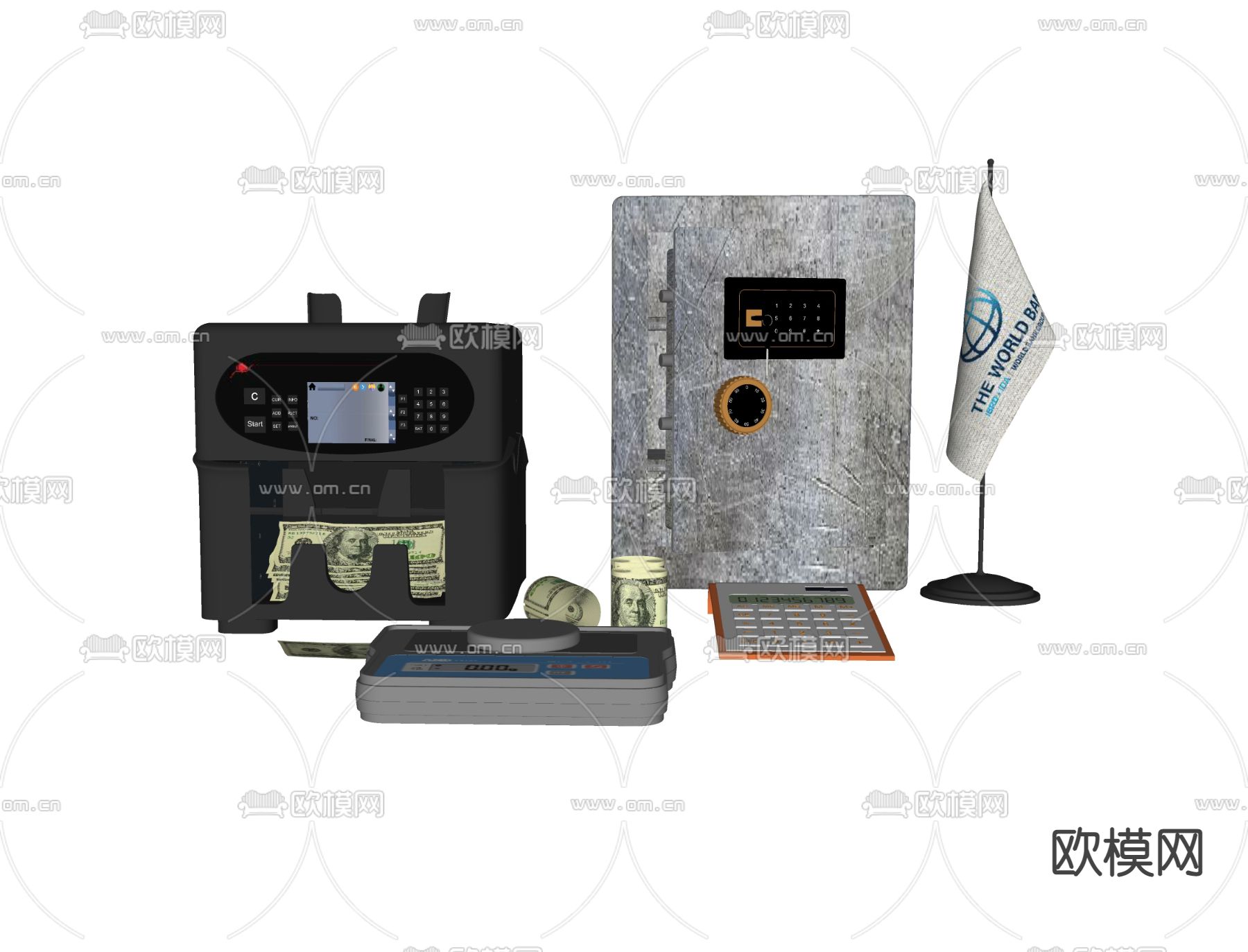 现代保险柜验钞机组合su模型下载