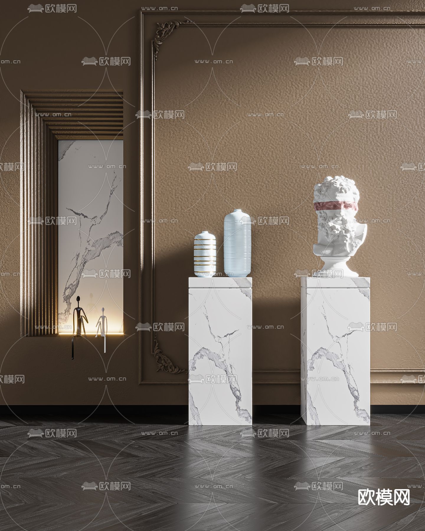欧式人物雕塑摆件3d模型