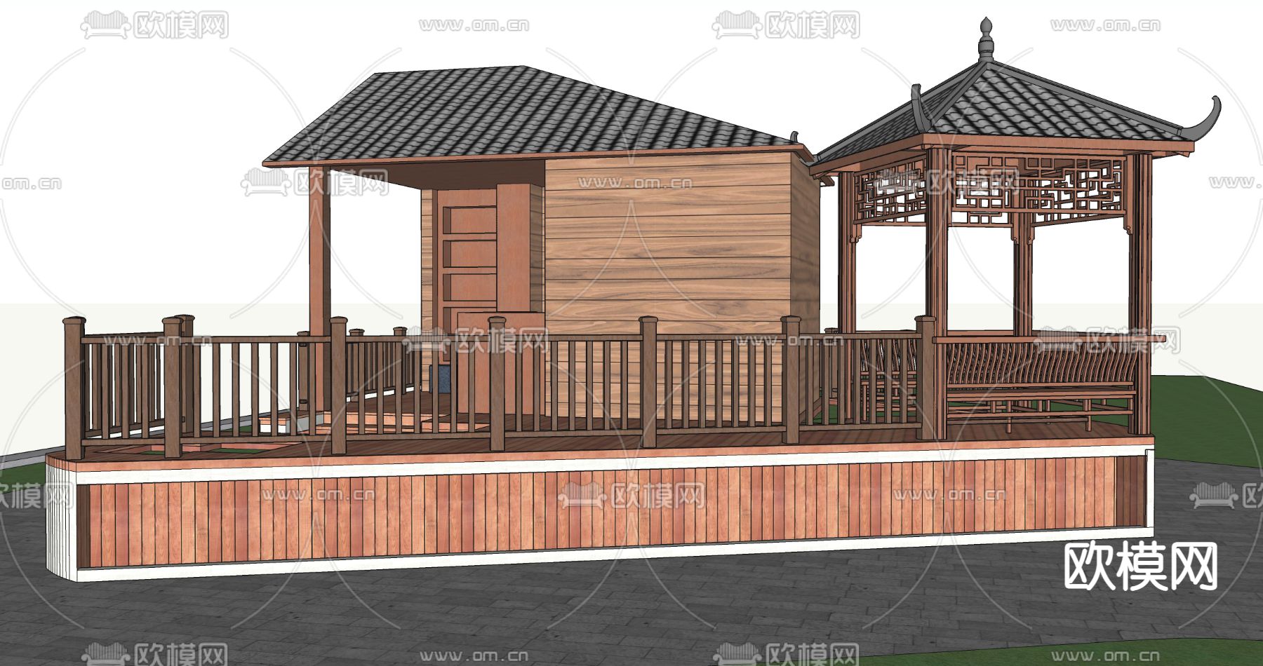 现代木屋su模型下载（渲染图3）