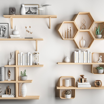  现代实木壁柜su模型 