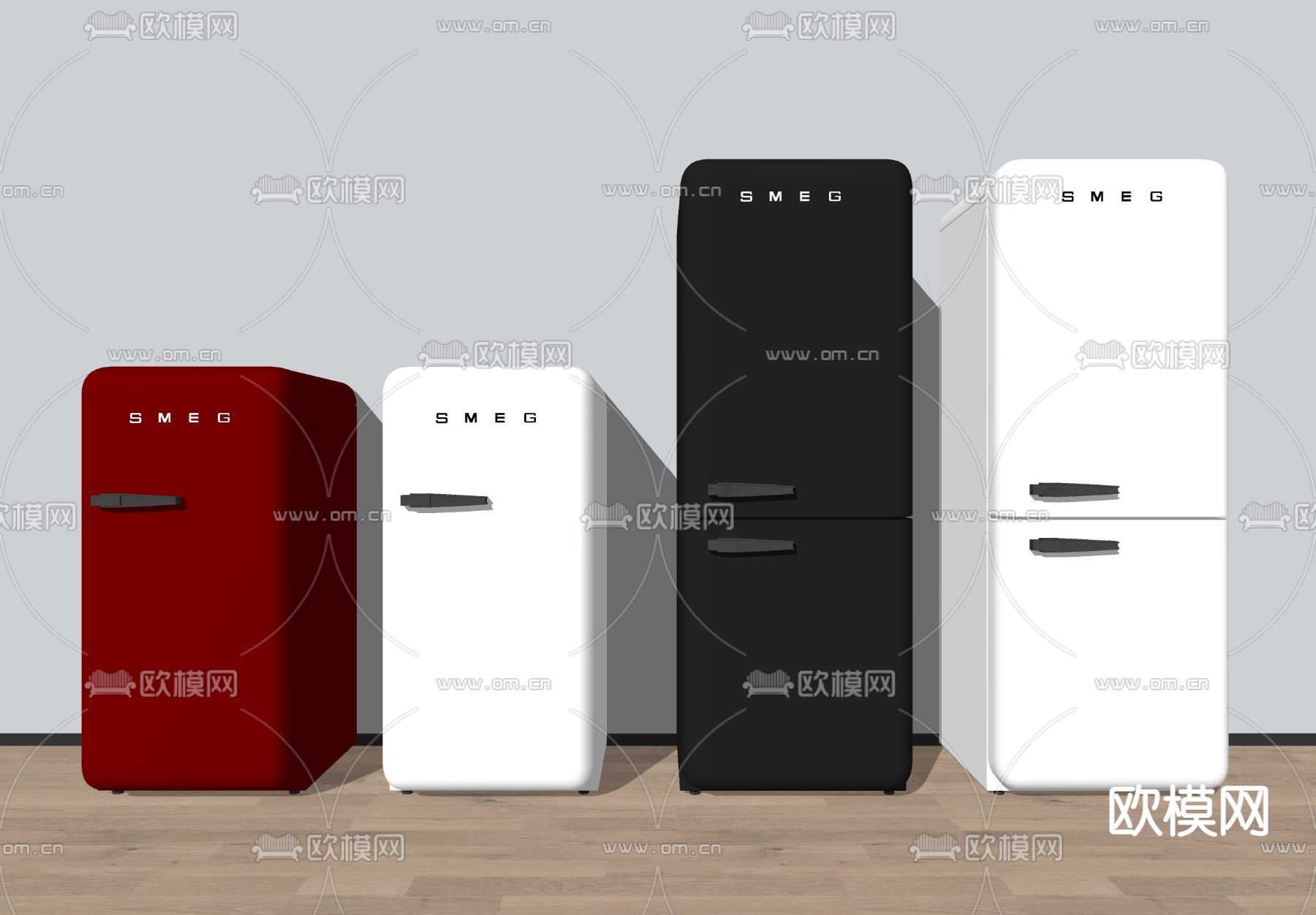 现代迷你冰箱单门冰箱su模型下载（渲染图2）