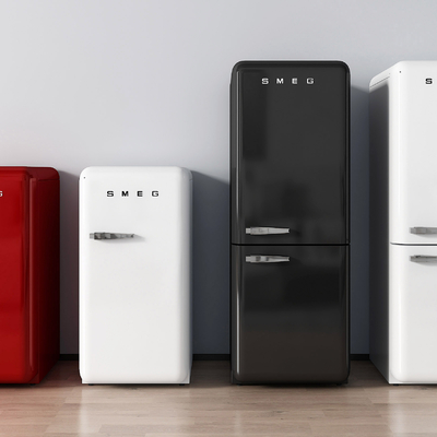  现代迷你冰箱单门冰箱su模型 