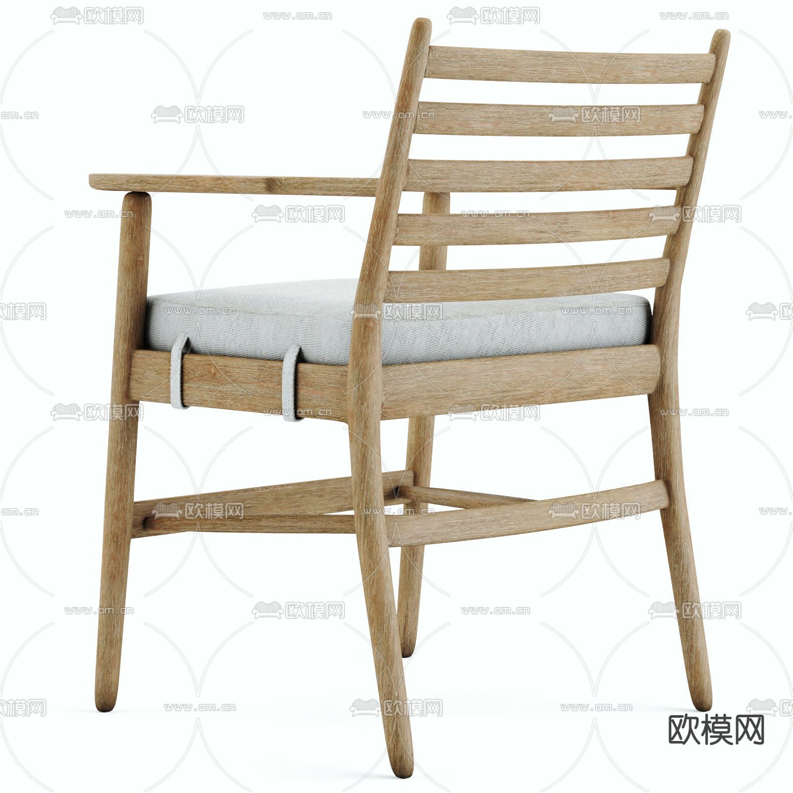 北欧原木扶手户外椅3d模型下载（渲染图6）