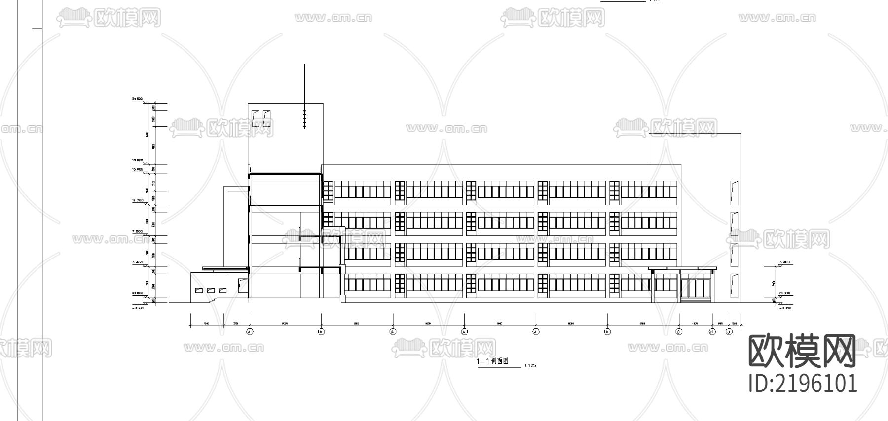 小学教学楼建筑cad施工图下载（渲染图4）