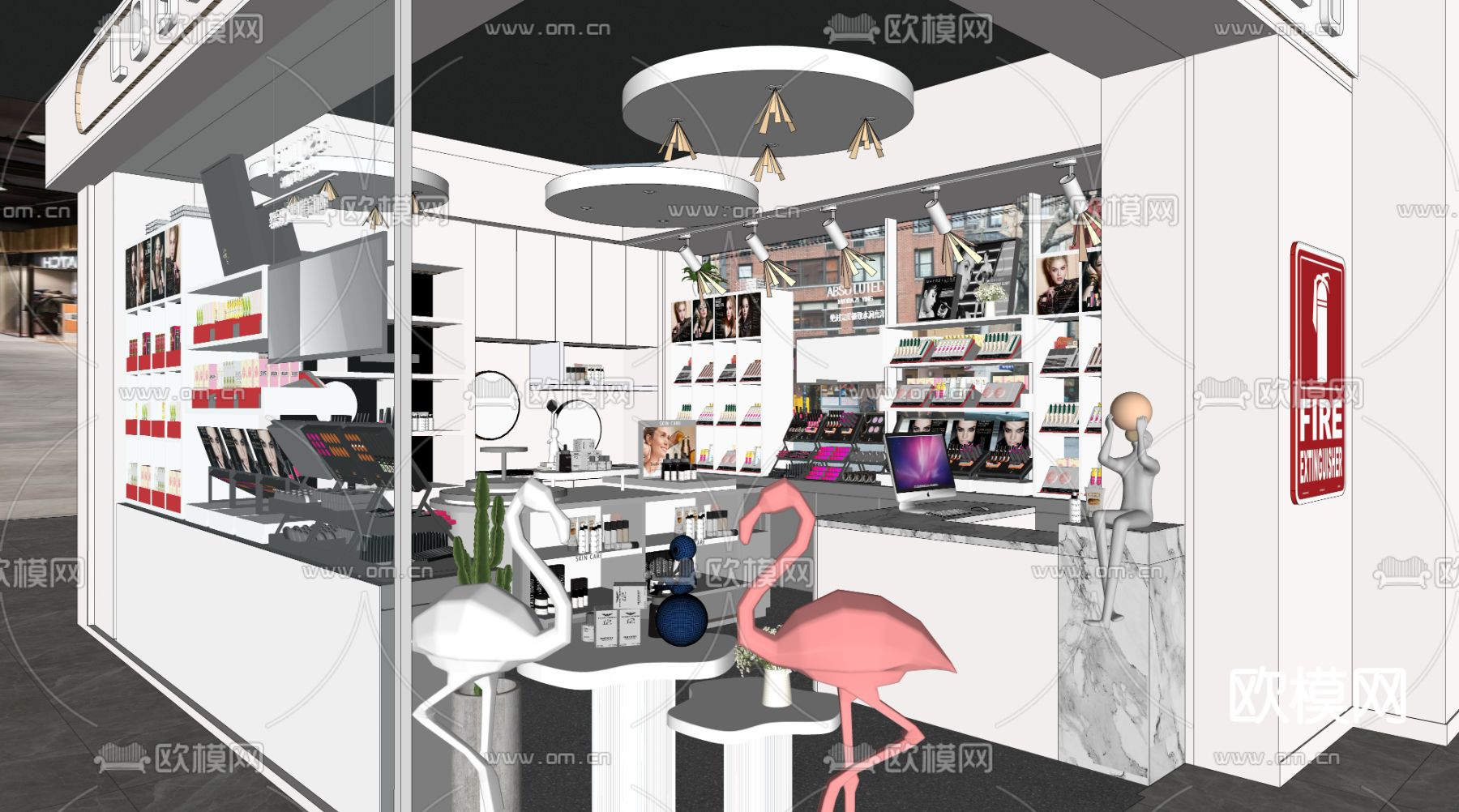 现代美妆专卖店su模型