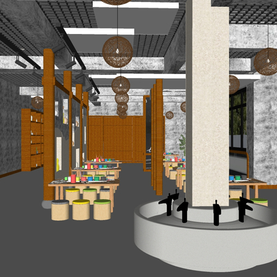  现代美术教室su模型 