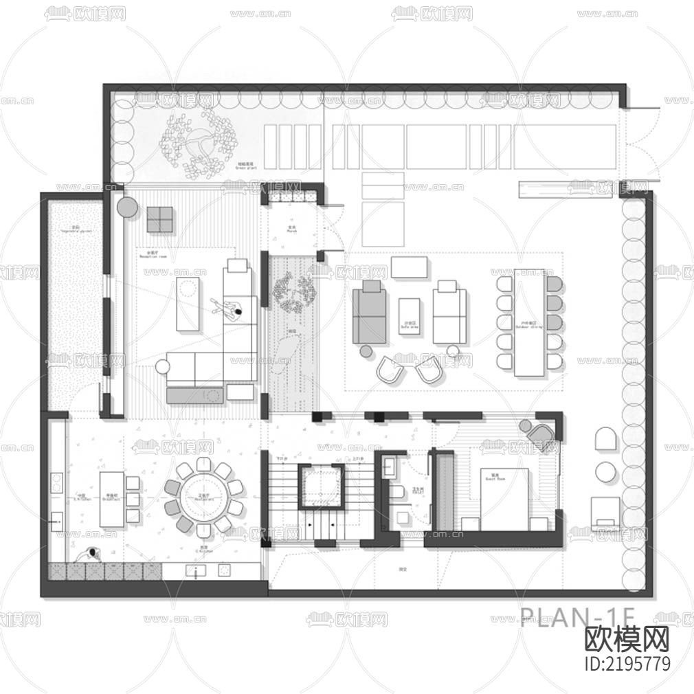 独栋别墅cad施工图下载（渲染图5）