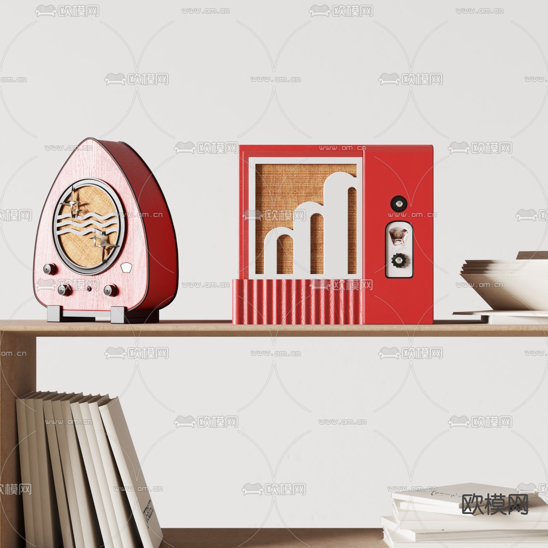 红色卡通音响3d模型