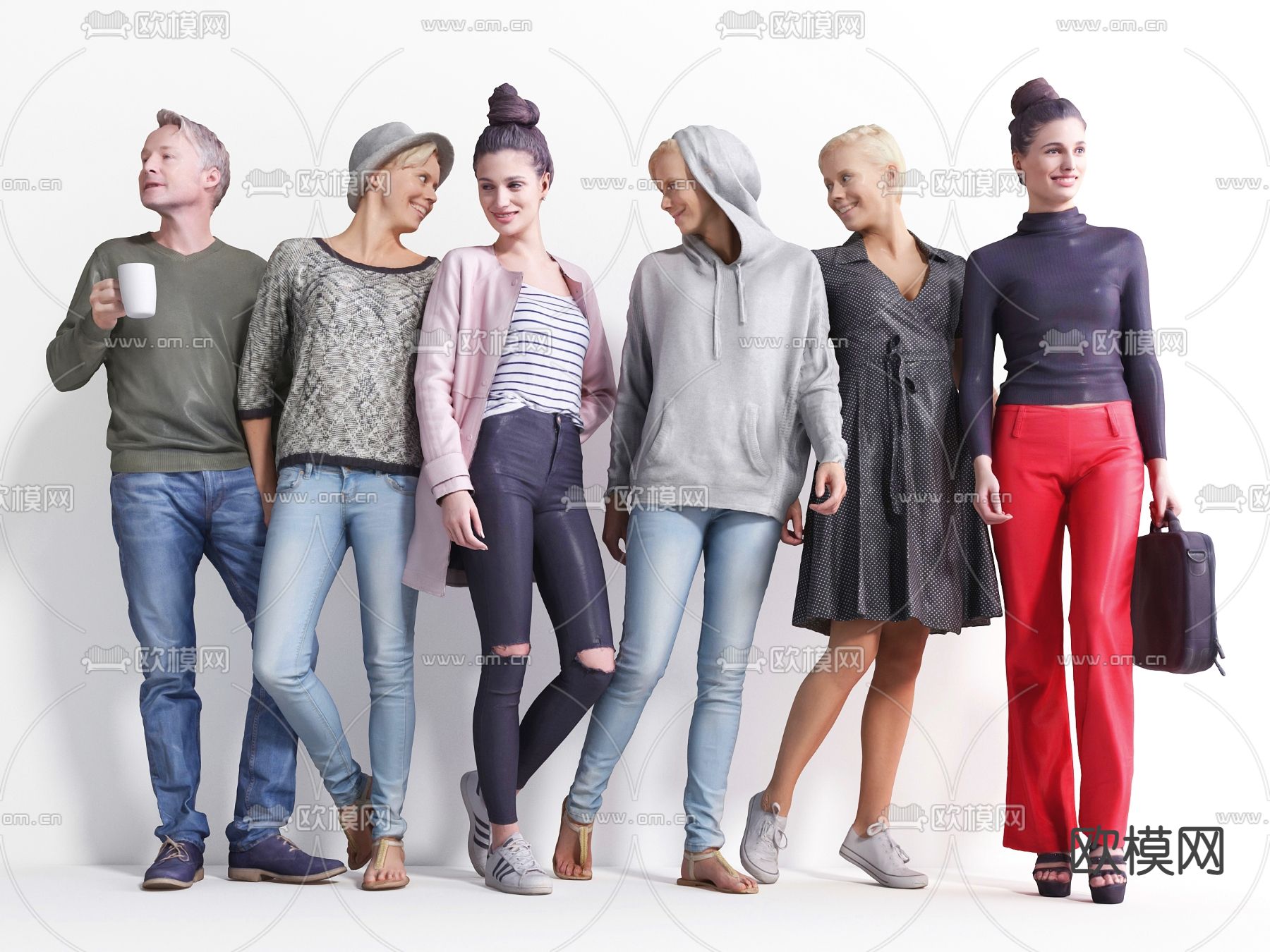 现代都市时尚人物休闲人物3d模型下载