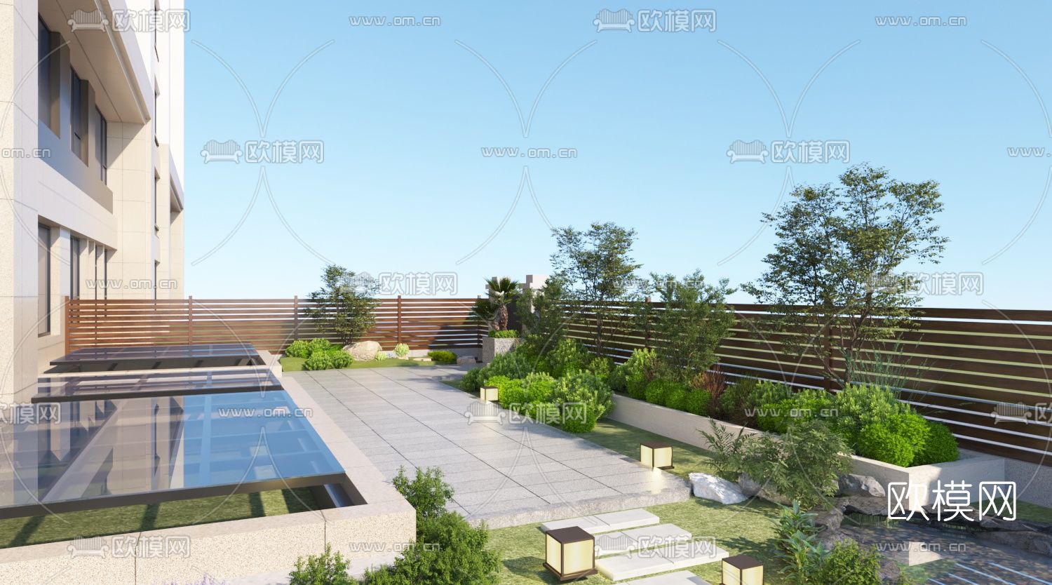 现代别墅休闲庭院3d模型下载_ID12026268_3dmax免费模型-欧模网