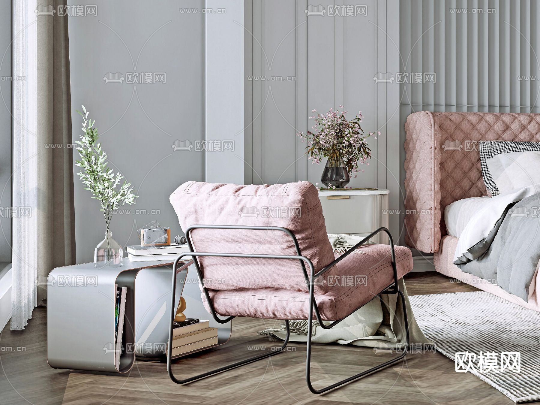 欧式卧室su模型下载（渲染图2）
