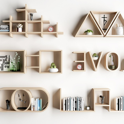  现代实木壁柜su模型 