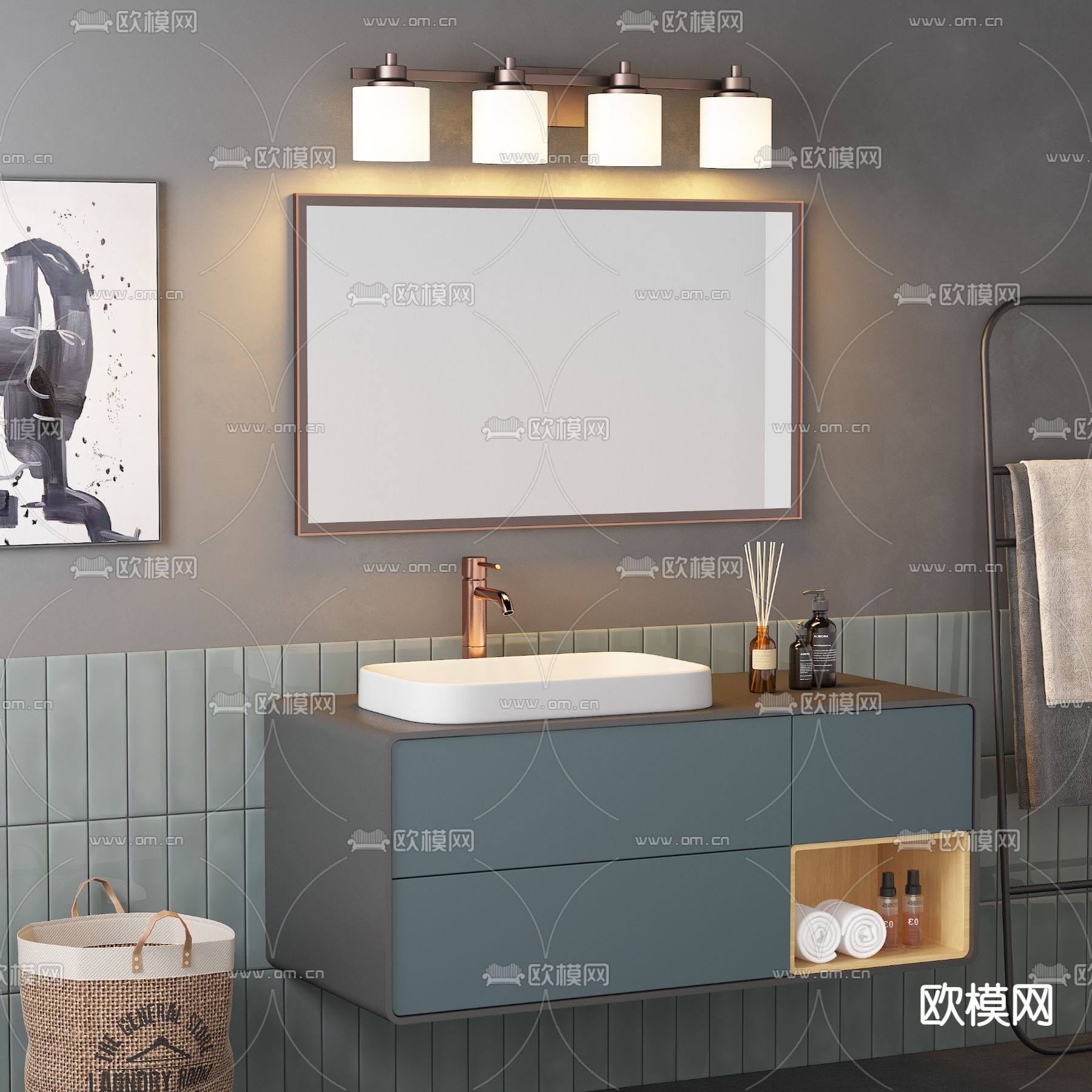 现代浴室柜洗手台3d模型下载