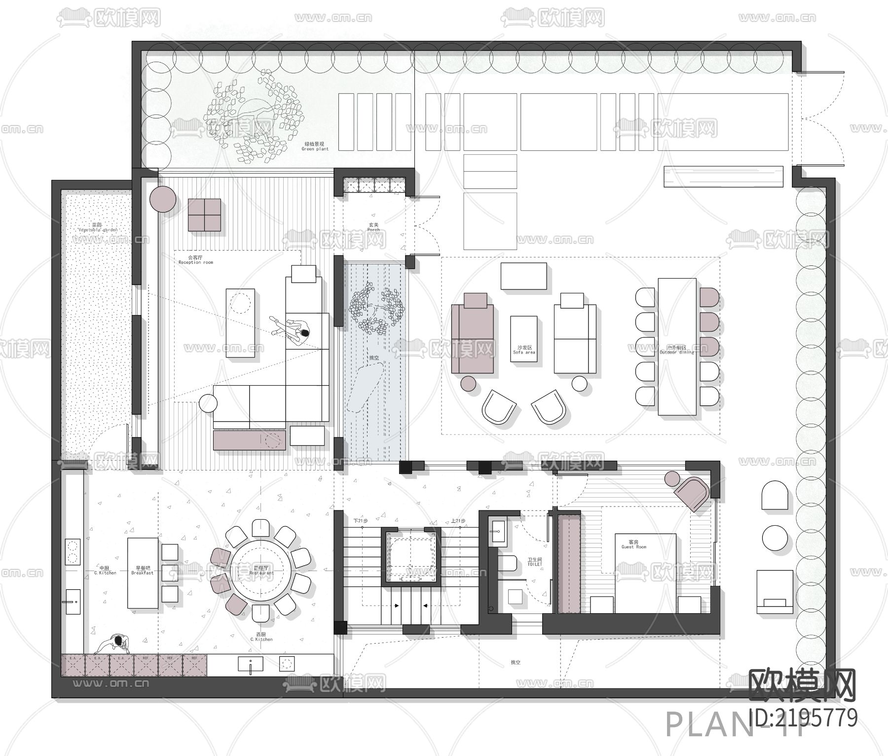 独栋别墅cad施工图下载（渲染图2）