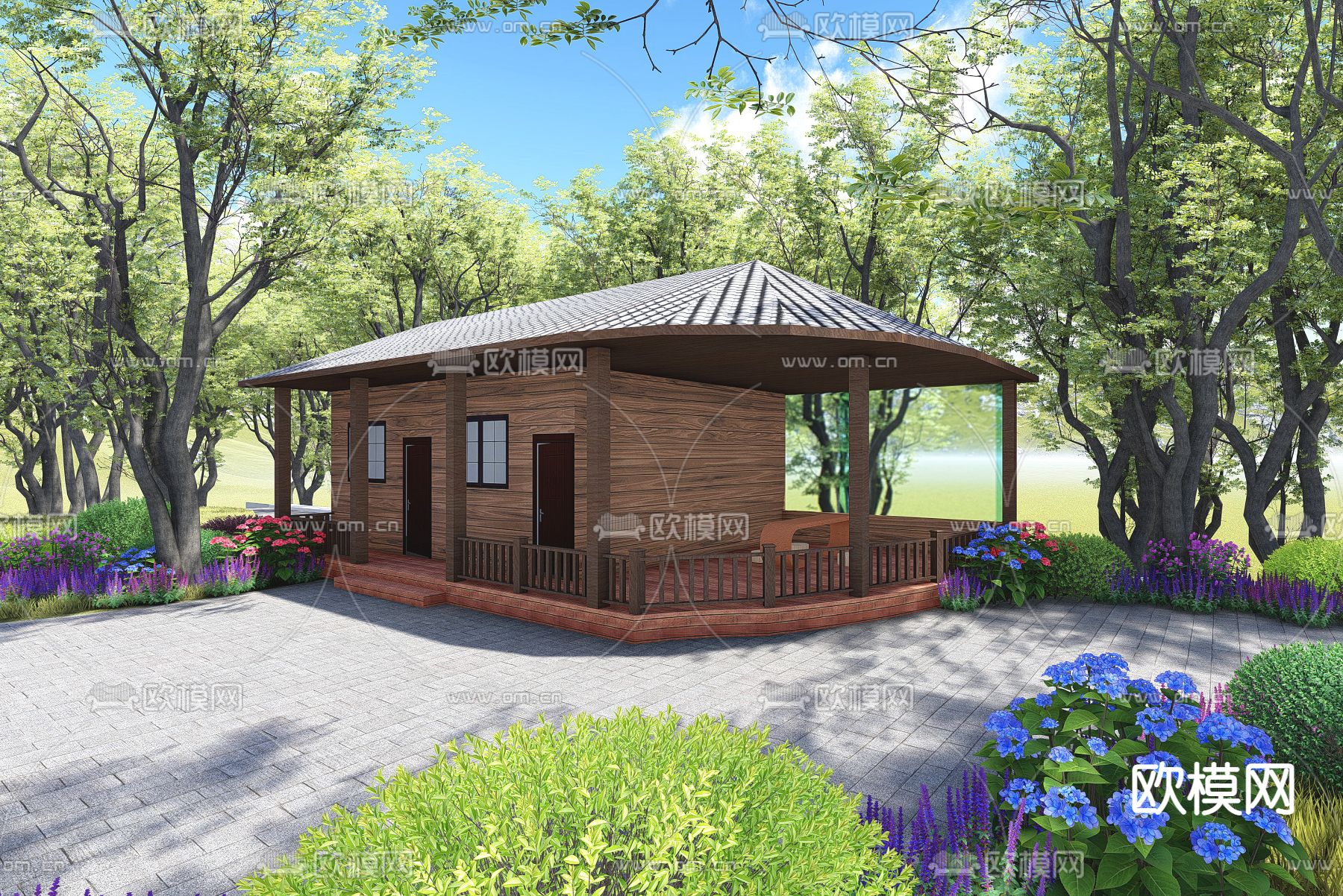 现代木屋su模型下载（渲染图4）