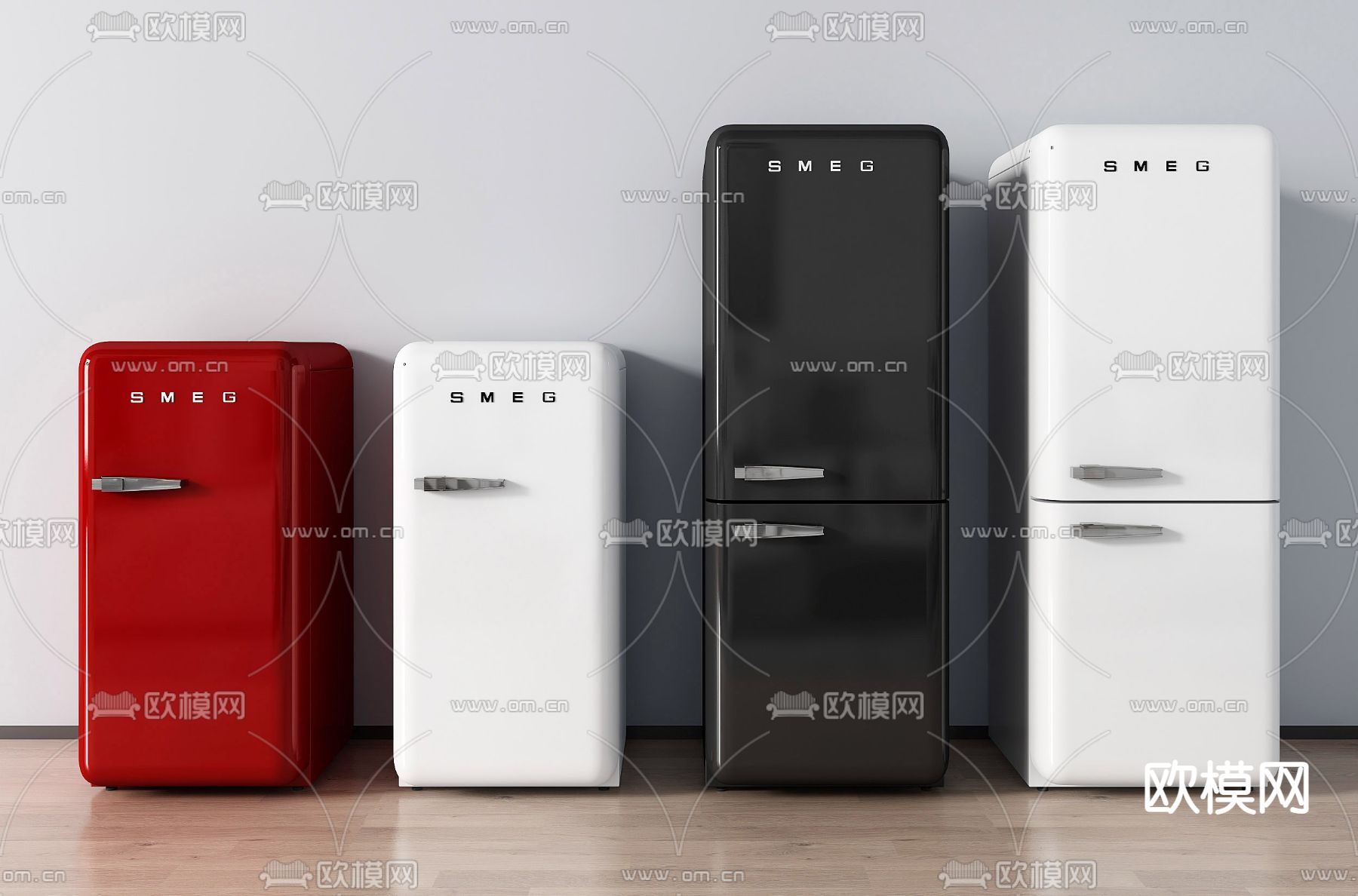 现代迷你冰箱单门冰箱su模型下载（渲染图1）