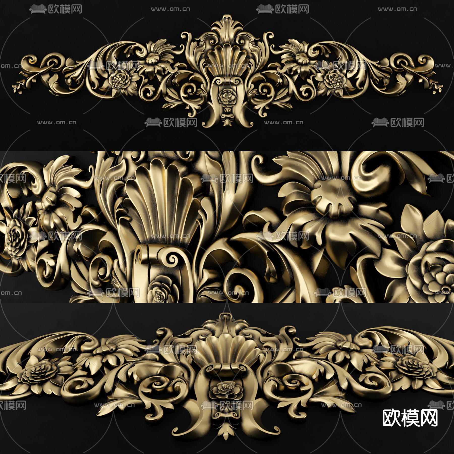 欧式金属雕刻雕花构件3d模型下载_ID12029323_3dmax免费模型-欧模网