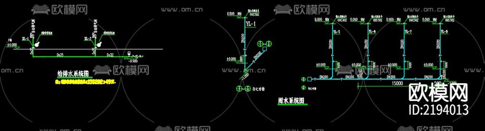 廠房給排水CAD施工圖下載(渲染圖3)