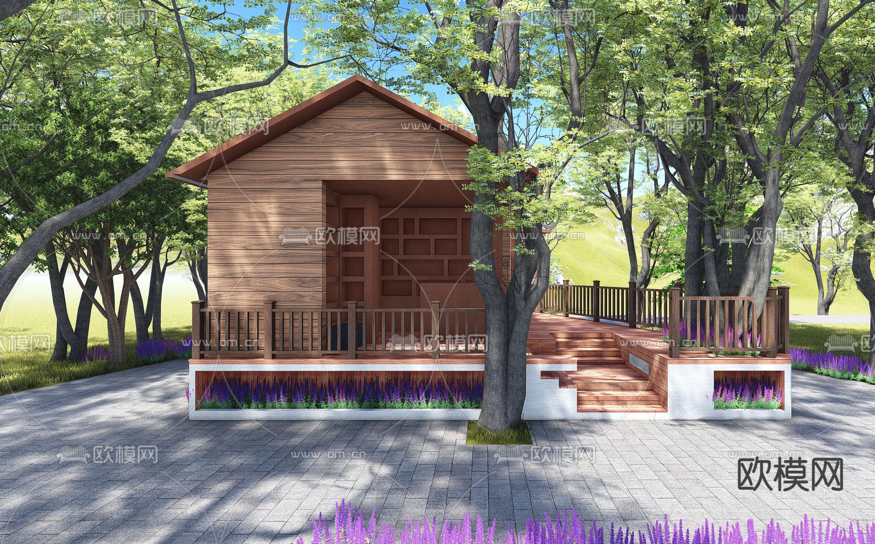 现代木屋su模型下载（渲染图1）