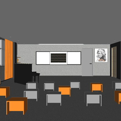  现代音乐教室su模型 