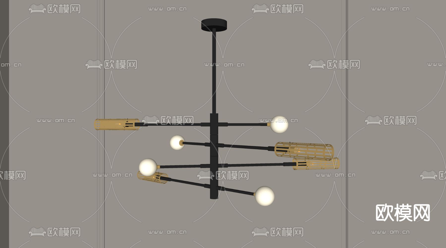 现代轻奢吊灯su模型