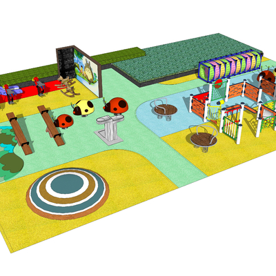  现代儿童游乐场su模型 