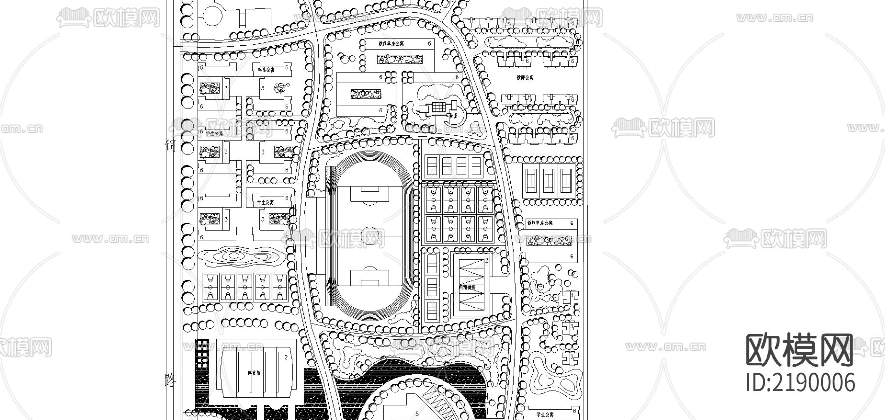 南航新校区规划CAD施工图下载（渲染图1）