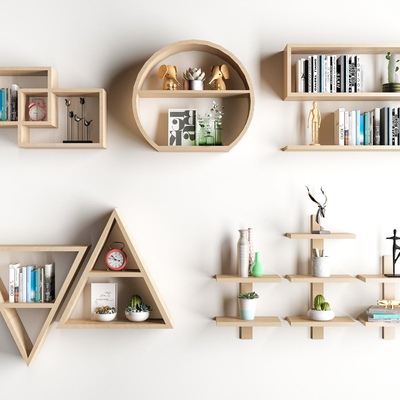  现代实木壁柜su模型 